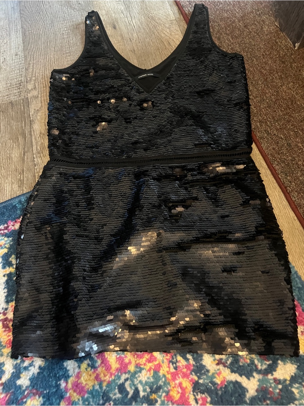 Andrew Marc black full sequin mini dress s/m